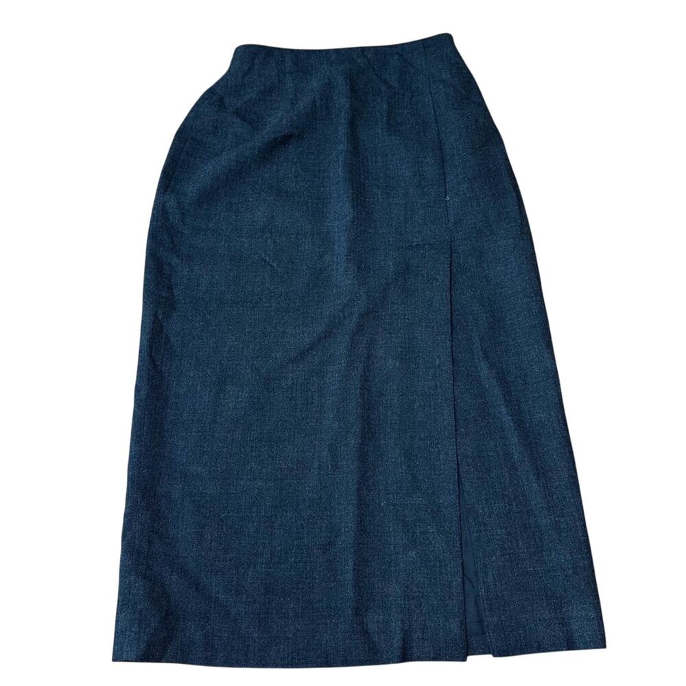 Vintage 90s Gianni Wool Pencil‎ Skirt Gray Office Side Slit Lined Made in USA 6